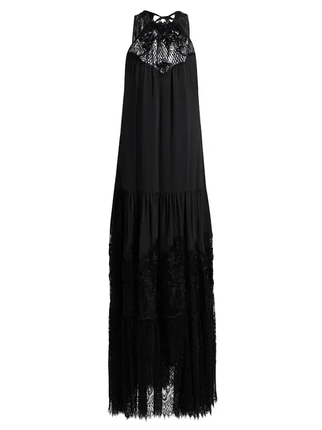 Kobi Halperin Women's Hallee Lace Embroidered Satin Maxi Dress - Black