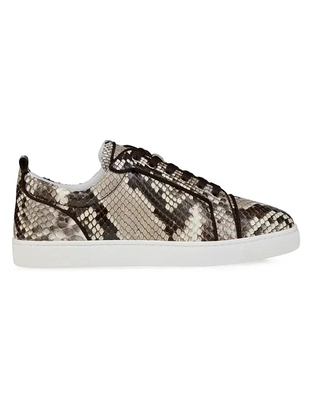 Christian Louboutin Men's Louis Junior Python Leather Sneakers - Roccia