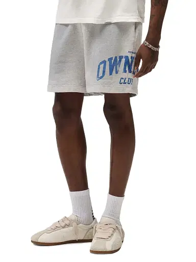 Represent Men's Owners Cotton Jersey Drawstring Shorts - Sprayed Ice Grey Marl - Size XXL | Thumbnail 4