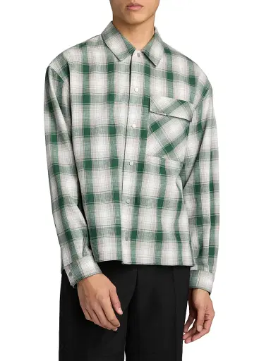 Represent Men's Plaid Waffle Cotton Flannel Shirt - Dark Green - Size XXL | Thumbnail 3 Represent Men's Plaid Waffle Cotton Flannel Shirt - Dark Green - Size XXL | Thumbnail 3