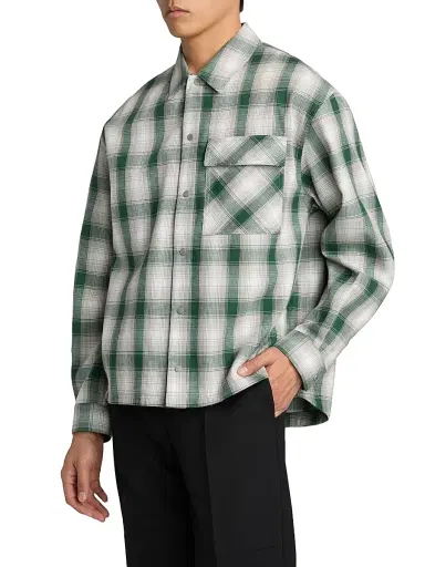 Represent Men's Plaid Waffle Cotton Flannel Shirt - Dark Green - Size XXL | Thumbnail 4 Represent Men's Plaid Waffle Cotton Flannel Shirt - Dark Green - Size XXL | Thumbnail 4