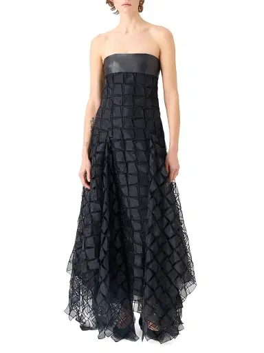 Akris Women's Trapezoid Embroidered Organza Gown - Black | Thumbnail 2