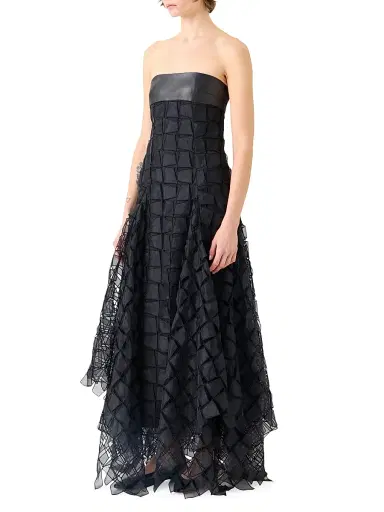 Akris Women's Trapezoid Embroidered Organza Gown - Black | Thumbnail 3