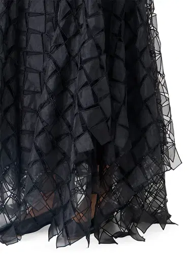 Akris Women's Trapezoid Embroidered Organza Gown - Black | Thumbnail 5