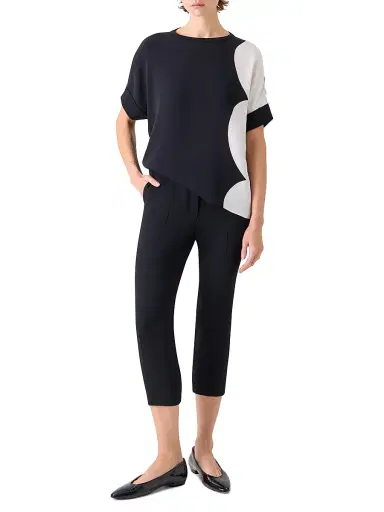 Akris Women's Colorblocked Silk Top - Black White - Size 4 | Thumbnail 2