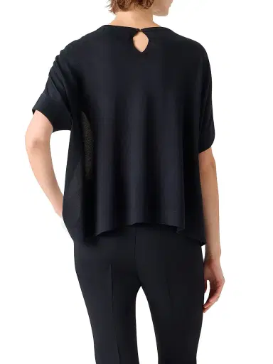 Akris Women's Colorblocked Silk Top - Black White - Size 4 | Thumbnail 5