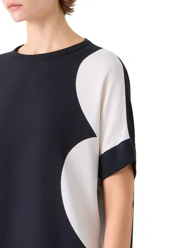 Akris Women's Colorblocked Silk Top - Black White - Size 4 | Thumbnail 6
