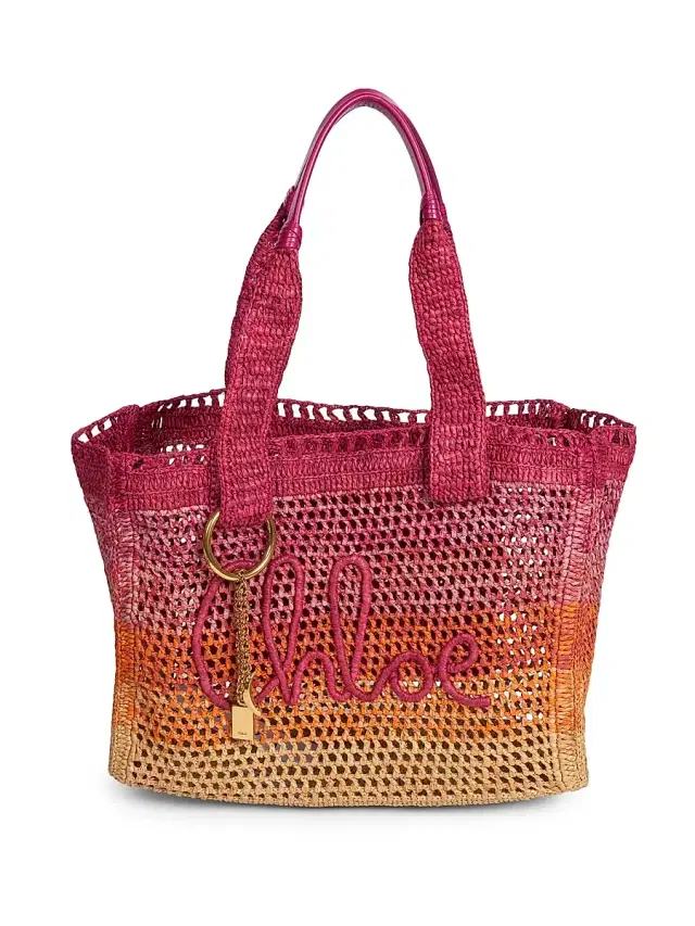 Chloé Women's Summer Banana Raffia Tote Bag - Multicolor Orange