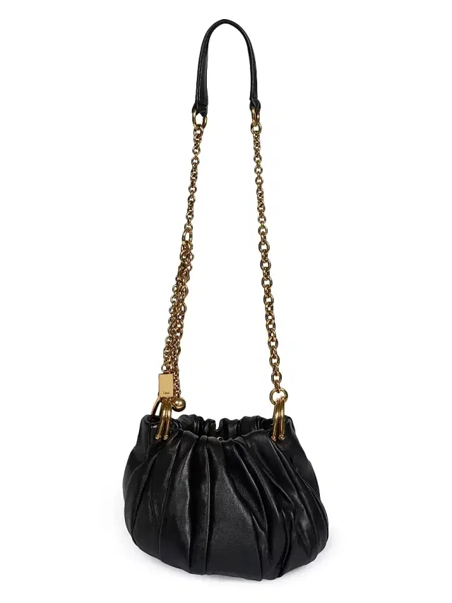 Chloé Women's Gathered Plissé Leather Shoulder Bag - Woodsmoke
