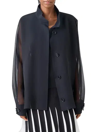 Akris Women's Silk Organza Oversized Shirt - Black - Size 8 | Thumbnail 2