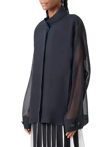 Akris Women's Silk Organza Oversized Shirt - Black - Size 8 | Thumbnail 3