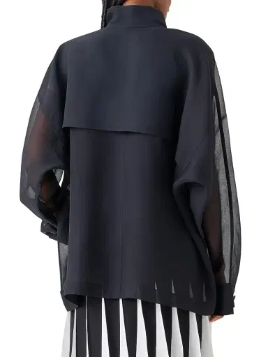Akris Women's Silk Organza Oversized Shirt - Black - Size 8 | Thumbnail 4