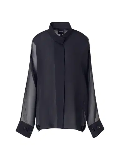 Akris Women's Silk Organza Oversized Shirt - Black - Size 8 | Thumbnail 1