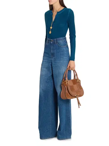Chloé Women's Marcie Patchwork Leather & Suede Saddle Bag - Dusty Tan | Thumbnail 2 Chloé Women's Marcie Patchwork Leather & Suede Saddle Bag - Dusty Tan | Thumbnail 2