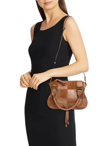 Chloé Women's Marcie Patchwork Leather & Suede Saddle Bag - Dusty Tan | Thumbnail 3 Chloé Women's Marcie Patchwork Leather & Suede Saddle Bag - Dusty Tan | Thumbnail 3