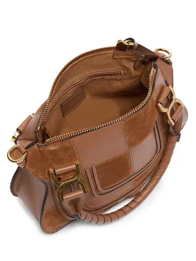 Chloé Women's Marcie Patchwork Leather & Suede Saddle Bag - Dusty Tan | Thumbnail 4 Chloé Women's Marcie Patchwork Leather & Suede Saddle Bag - Dusty Tan | Thumbnail 4