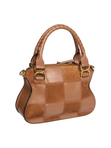 Chloé Women's Marcie Patchwork Leather & Suede Saddle Bag - Dusty Tan | Thumbnail 6 Chloé Women's Marcie Patchwork Leather & Suede Saddle Bag - Dusty Tan | Thumbnail 6