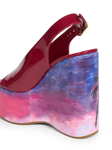 Chloé Women's Maxime 100MM Patent Leather Platform Wedge Sandals - Raspberry Sorbet | Thumbnail 6
