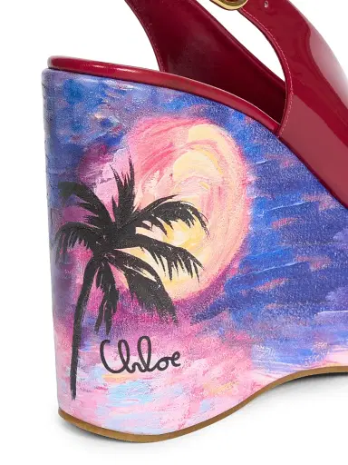 Chloé Women's Maxime 100MM Patent Leather Platform Wedge Sandals - Raspberry Sorbet | Thumbnail 7
