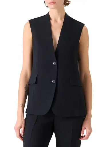 Akris Women's Martina Wool-Blend Vest - Black - Size 16 | Thumbnail 3 Akris Women's Martina Wool-Blend Vest - Black - Size 16 | Thumbnail 3
