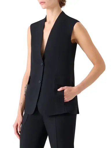 Akris Women's Martina Wool-Blend Vest - Black - Size 16 | Thumbnail 4 Akris Women's Martina Wool-Blend Vest - Black - Size 16 | Thumbnail 4