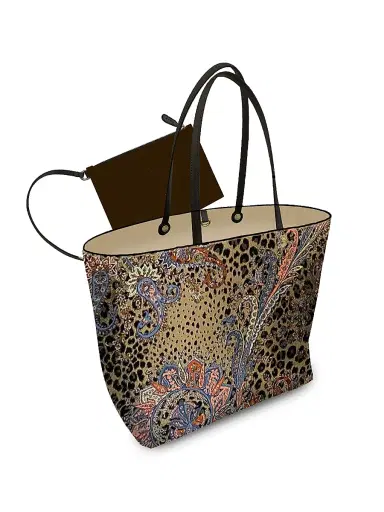 Etro Women's Leopard-Print Jacquard Tote Bag - Beige Multi | Thumbnail 1 Etro Women's Leopard-Print Jacquard Tote Bag - Beige Multi | Thumbnail 1