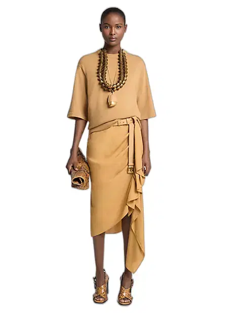 Michael Kors Collection Viscose and Linen Cascade Skirt