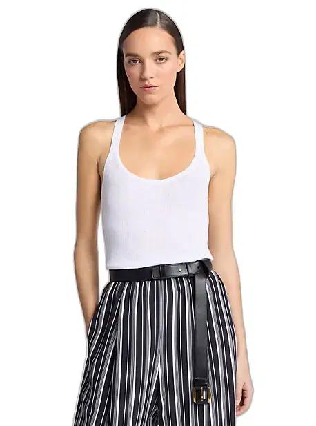 Ribbed Superfine Linen and Cotton Tank Top