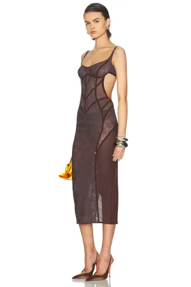 The Attico Midi Lace Dress | Thumbnail 3 The Attico Midi Lace Dress | Thumbnail 3