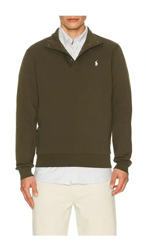 Polo Ralph Lauren Long Sleeve Double Knit Tech Snap Mocknock Pullover