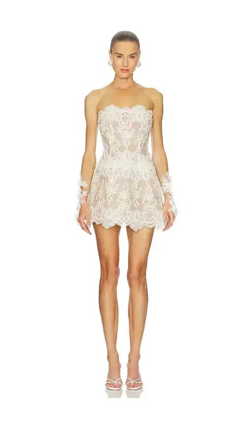 Bronx Banco Paris Strapless Lace & Embellished Mini Dress