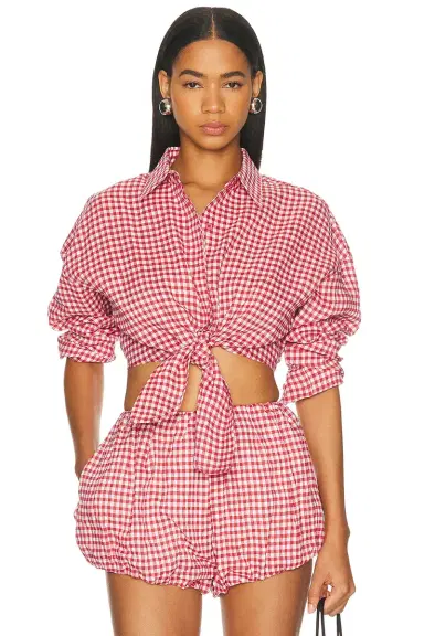 Aexae Linen Shirt Tie Top | Thumbnail 1 Aexae Linen Shirt Tie Top | Thumbnail 1