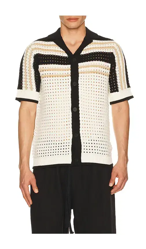Anderson Striped Crochet Button Down Shirt