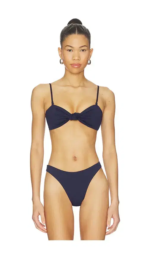 Good American Matte Twist Bandeau Bikini Top