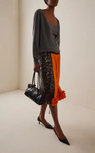 Prada Mixed-Media Midi Wrap Skirt | Thumbnail 2