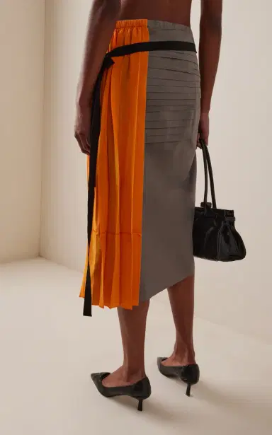 Prada Mixed-Media Midi Wrap Skirt | Thumbnail 4