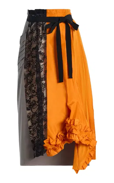 Prada Mixed-Media Midi Wrap Skirt | Thumbnail 1