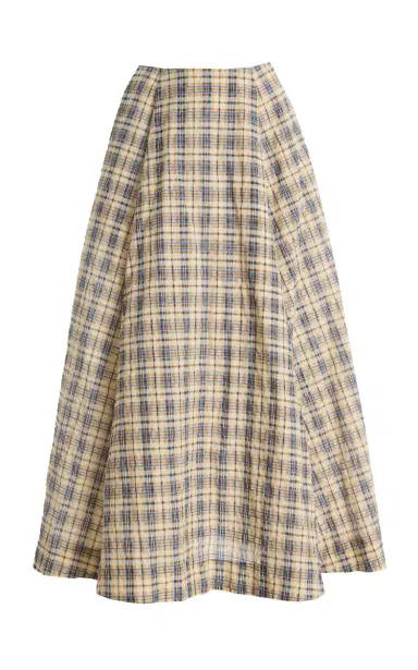 BERNADETTE Kennedy Cotton-Blend Checked Midi Skirt | Thumbnail 1