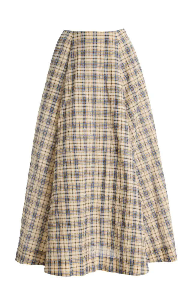 Bernadette Kennedy Cotton-Blend Checked Midi Skirt
