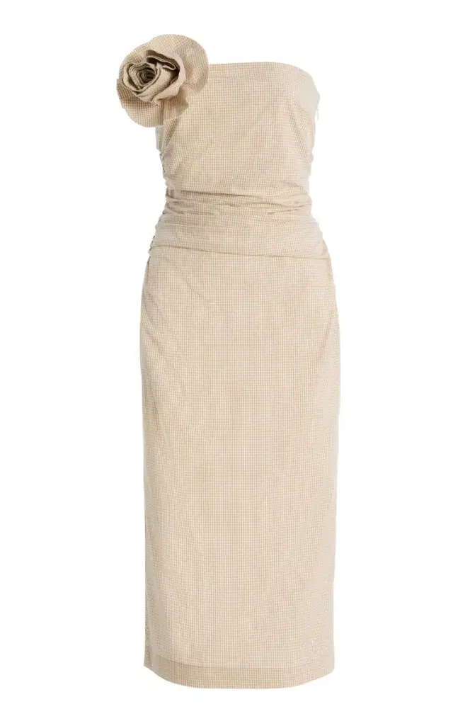 Bernadette Vera Brooch-Detailed Cotton Midi Dress