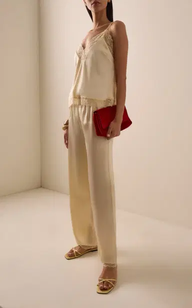 ELCE Pietra Lace-Trimmed Satin Pants | Thumbnail 2 ELCE Pietra Lace-Trimmed Satin Pants | Thumbnail 2