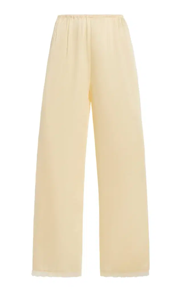 ELCE Pietra Lace-Trimmed Satin Pants