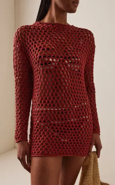 Zulu & Zephyr Crocheted Cotton-Linen Mini Tunic Dress | Thumbnail 3 Zulu & Zephyr Crocheted Cotton-Linen Mini Tunic Dress | Thumbnail 3