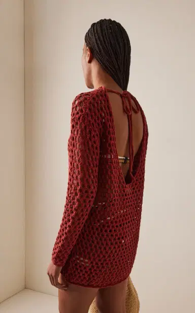 Zulu & Zephyr Crocheted Cotton-Linen Mini Tunic Dress | Thumbnail 4 Zulu & Zephyr Crocheted Cotton-Linen Mini Tunic Dress | Thumbnail 4