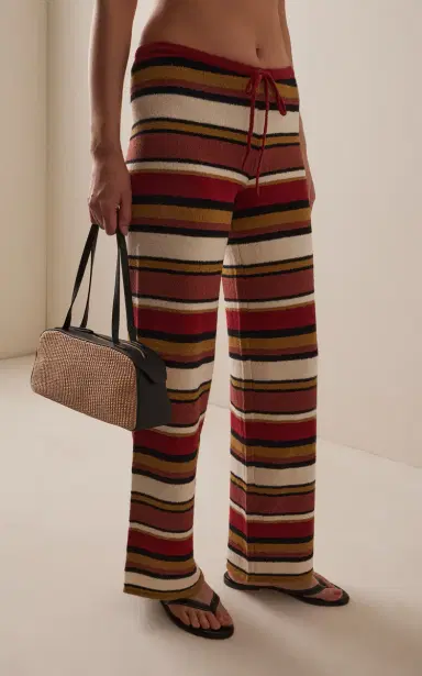Zulu & Zephyr Striped Cotton-Linen Knit Pants | Thumbnail 3 Zulu & Zephyr Striped Cotton-Linen Knit Pants | Thumbnail 3