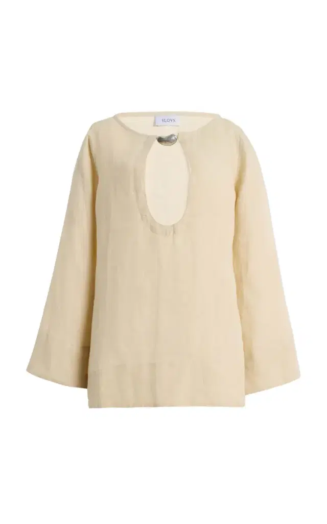 SLOAN Exclusive Keyhole Linen Mini Kaftan Set