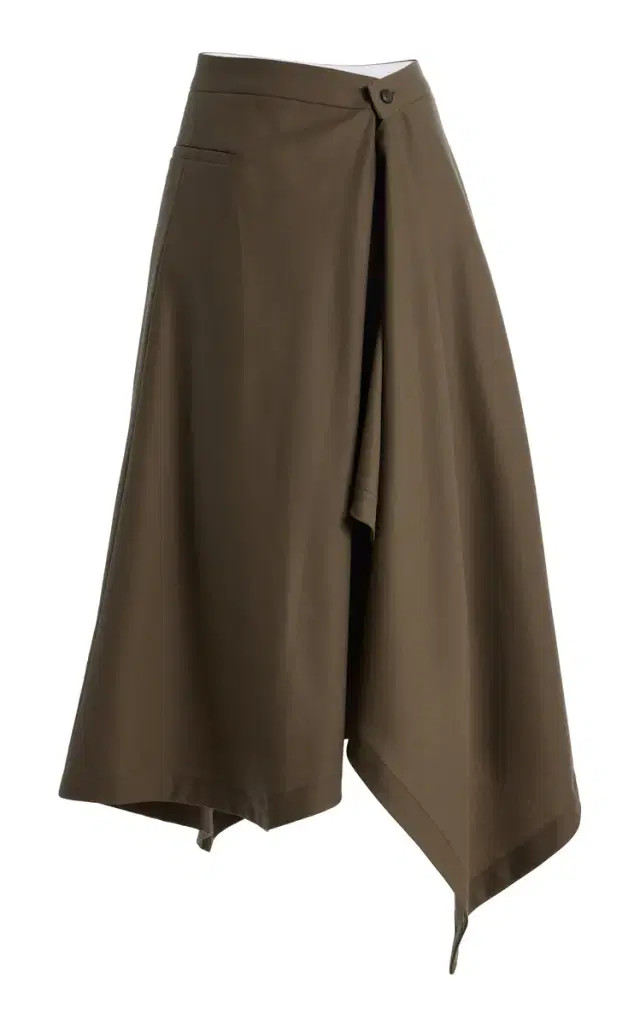 SLOAN Exclusive Summer Wool Asymmetric Midi Skirt
