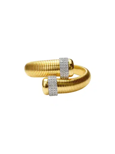 Wish Fine Jewelry 1.74ct Diamond 14K Italian Gold Bypass Bangle Bracelet | Thumbnail 1