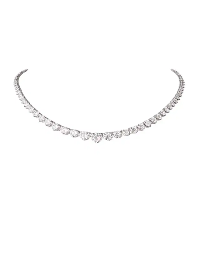 Wish Fine Jewelry 12.0ct Diamond 18K Gold Graduated Tennis Necklace