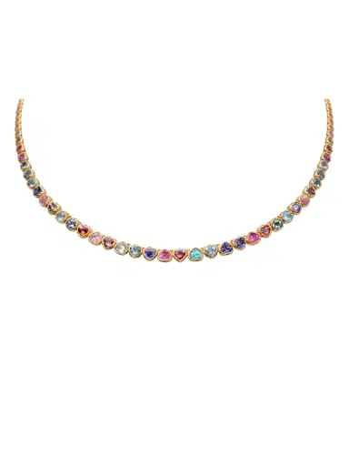 Wish Fine Jewelry 23.81ct Multi Sapphire 14K Gold Heart Necklace | Thumbnail 1